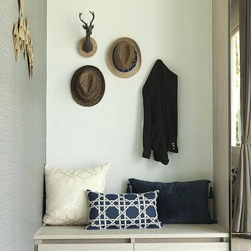 Miniatura 5 de uxcell Ganchos de pared, 7 piezas  Gancho retro de tres puntas de aleación de zinc, ganchos montados en la pared para colgar toallas, ropa, mochila,