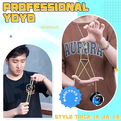 Miniatura 106 de MAGICYOYO Yoyos responsivos para niños principiantes, paquete de 2 Pro Yoyo, Yo Yo V3 de metal de doble función, yoyos de plástico K1 Plus con 12