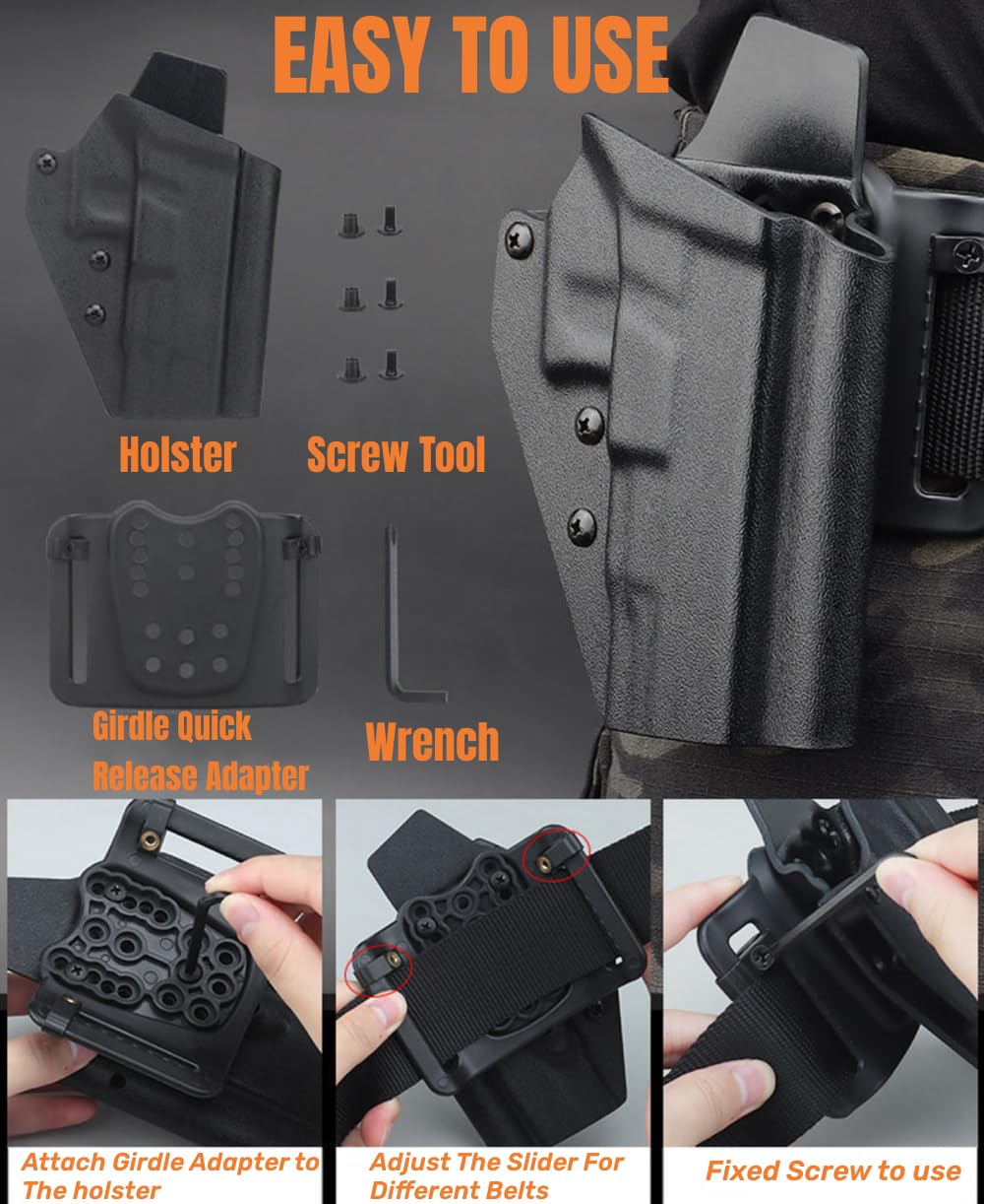ACEXIER Kydex Fondina per G1ock 43/43x Pistola da caccia militare leggera Fondina Vita Portare QLS Kit di sgancio rapido Coscia QLS Adattatore Base