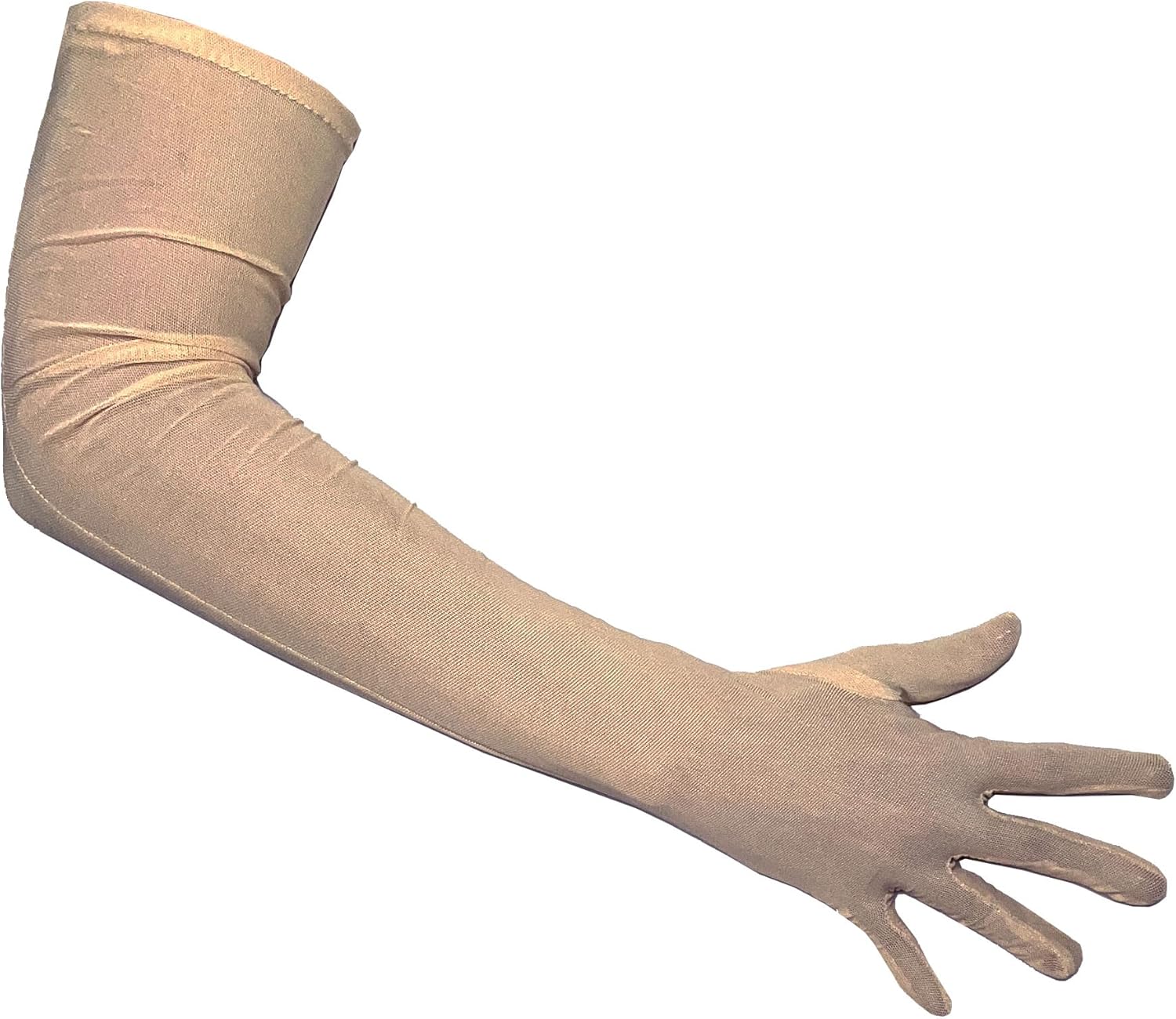 Unicorns Poop Glitter Nude Flexible Stretch Mesh Sheer Gloves in Beige, Tan, Brown; Opera Length; Unisex; One Size Fits All