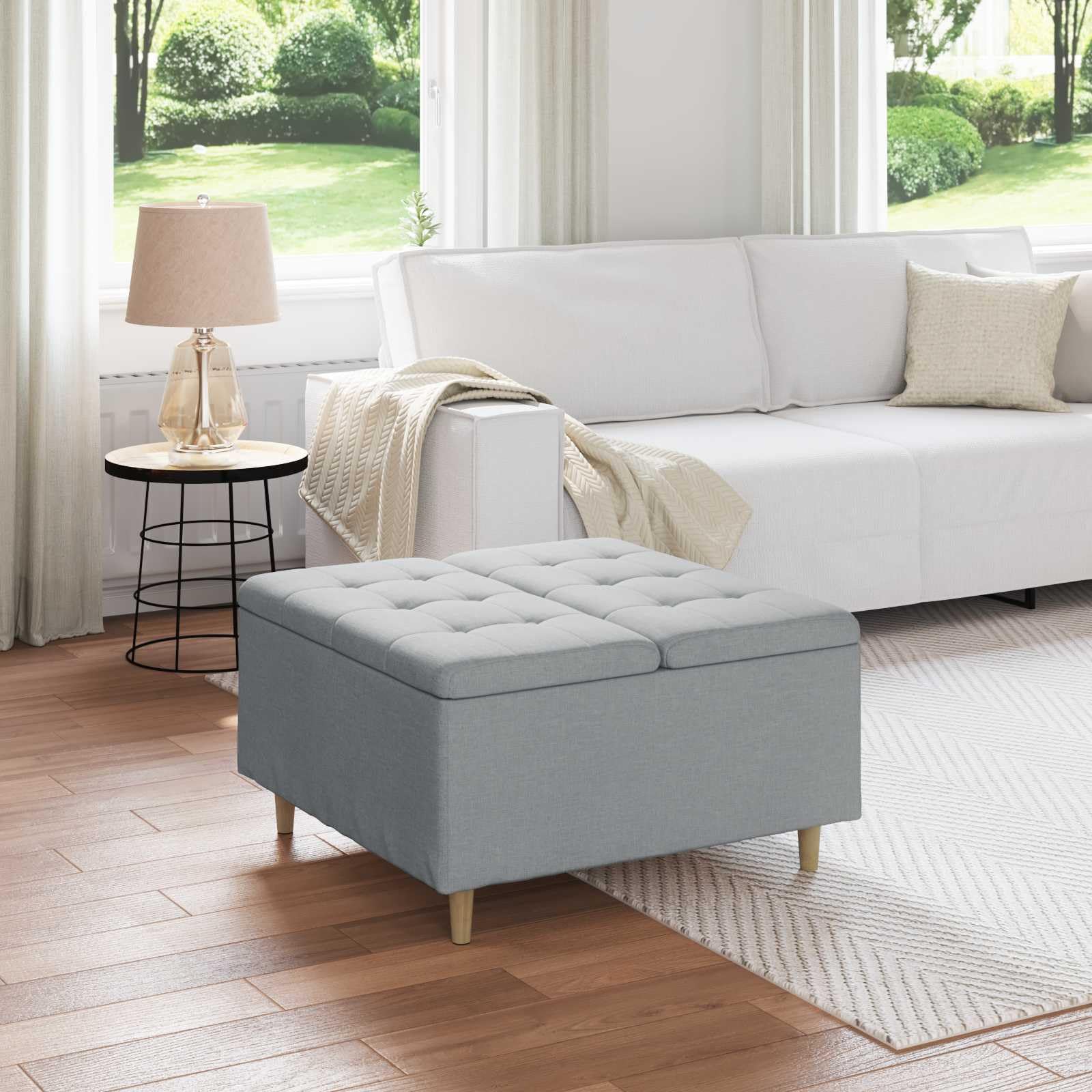 Siège avec espace de rangement pour un salon cocooning et épuré