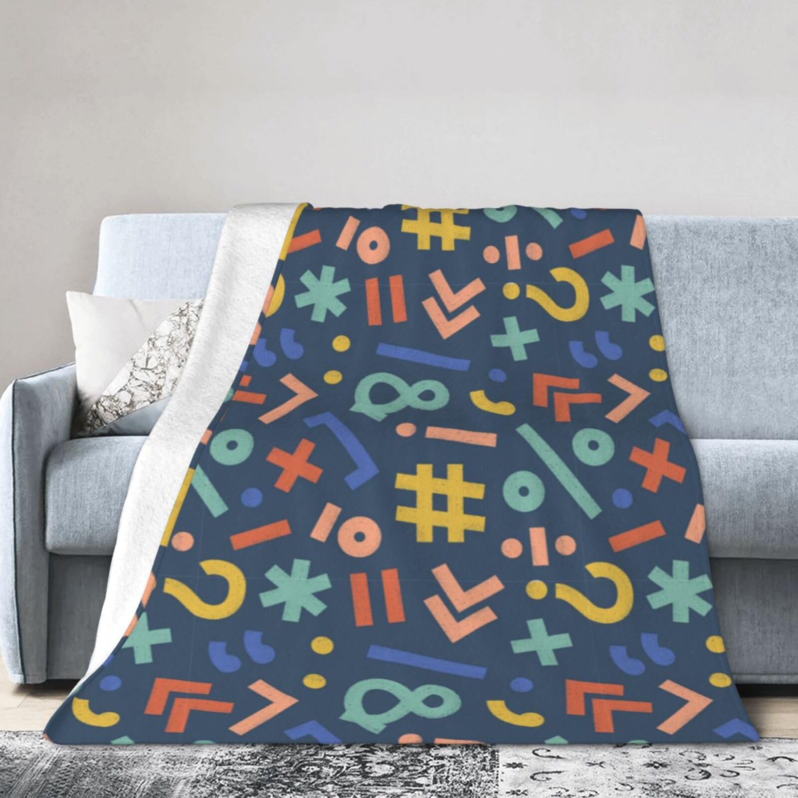 Noble Ren Colorful Graffiti Symbols Ultra-Soft Micro Fleece Blanket Winter Warm Soft Lannel Fleece Throw Blanket For Couch Sofa Bed 40"X30"