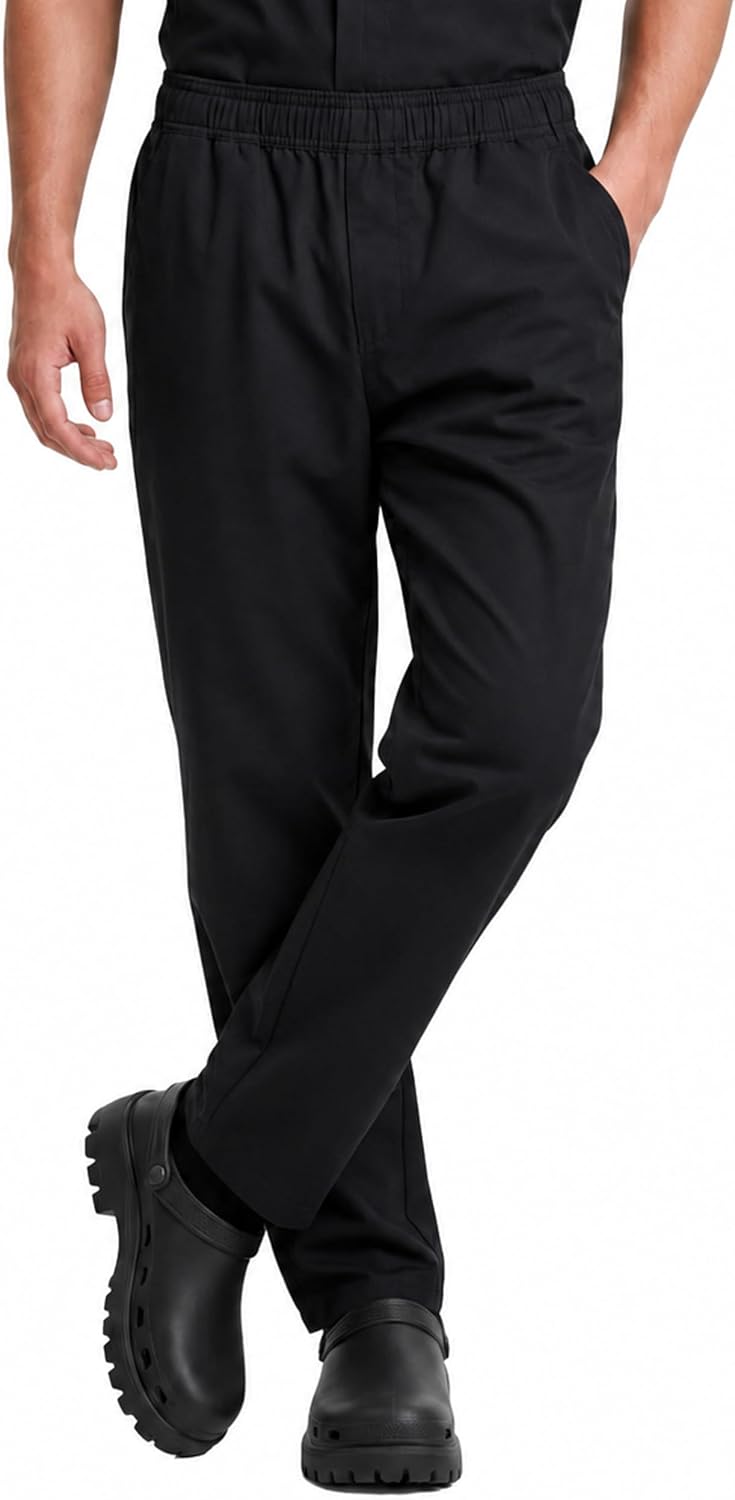 LETAOTAO Chef Pants Men Breathable Straight-fit Chef Cargo Pants with Mesh Panels & Elastic Waist Kitchen Work Pants