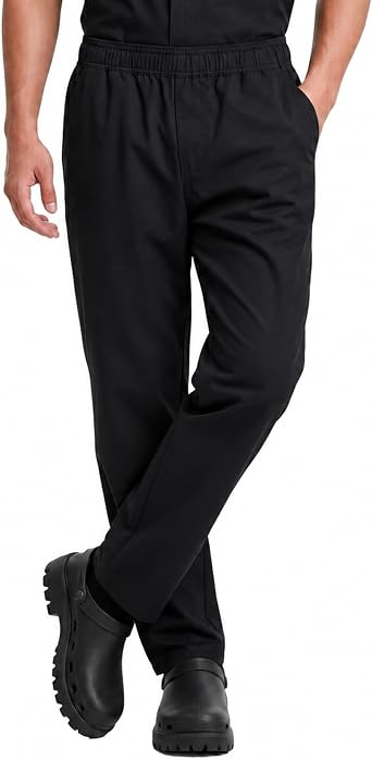LETAOTAO Mens Black Chef Pants Breathable Mesh Panels Kitchen Work Pants | Mens Chef Pants With Breathable Mesh Panels For Comfortable All-Day Kitchen Wear