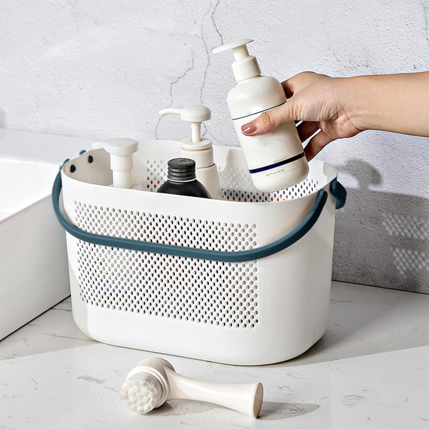 Generic Bathroom Basket With Handle Plastic Organizer Storage Tote Shower Caddy Basket Shower Caddy Shelf Organizers Basket Toiletry