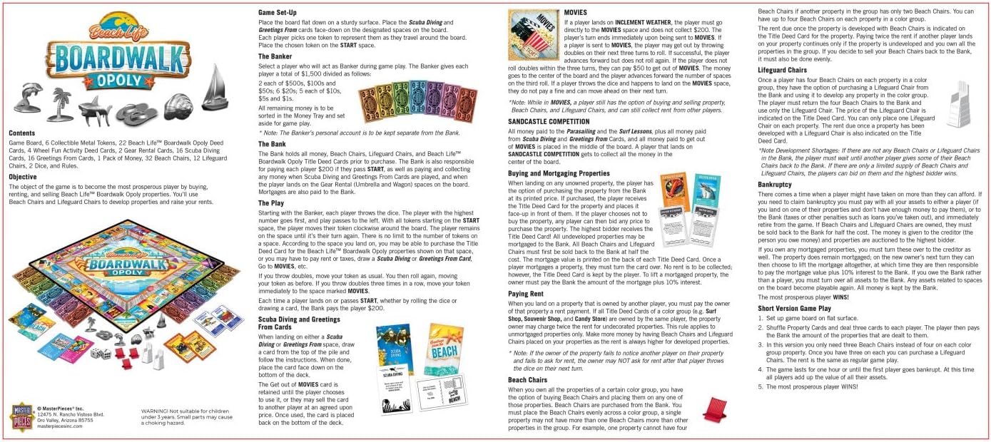 Beach Life Boardwalk Opoly - Premium Quality, Educational, and Fun Activity for Kids and Families - Great Gift Idea for Holidays, Birthdays, and Everyday Playtime – Classic Style Board Game image 4