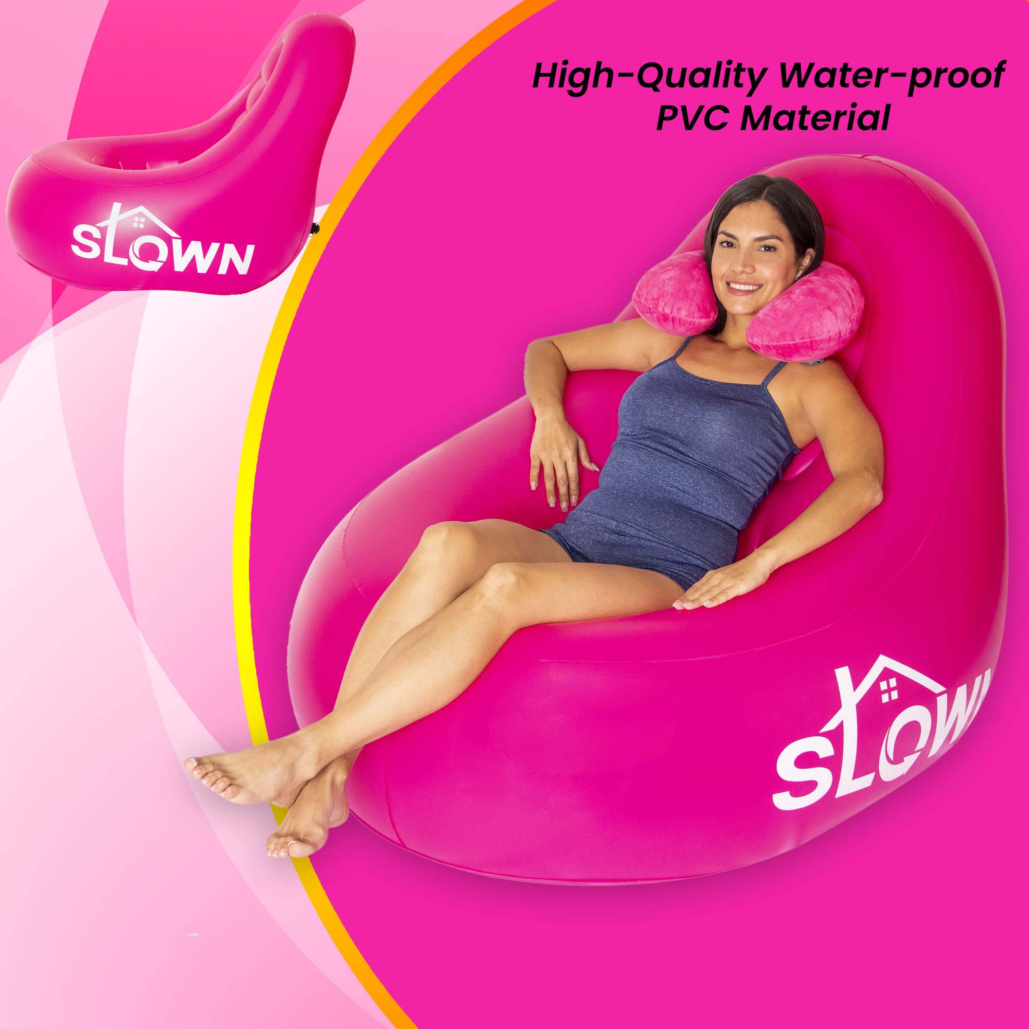 Slown BBL Chair - Inflatable BBL Mattress with Hole After Surgery for Butt Sleeping, Brazilian Butt Lift Recovery, BBL Chair Hole with Built-in Electric Air Pump, Neck Pillow and Urination Device