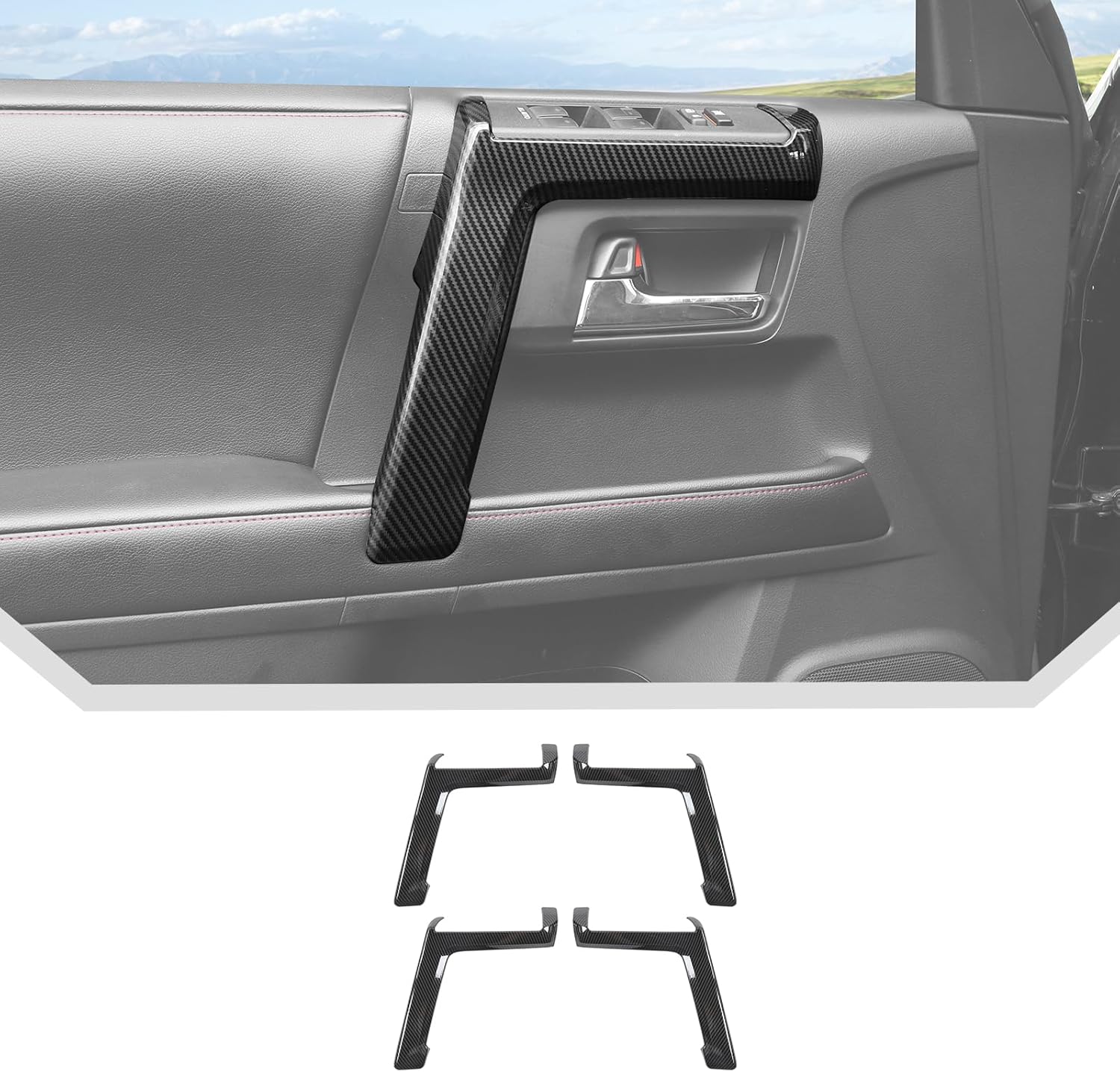 JeCar 4pcs for 4Runner Interior Door Handle Cover Trim Carbon Fiber Interior Accessories for Toyota 4Runner 2010-2023