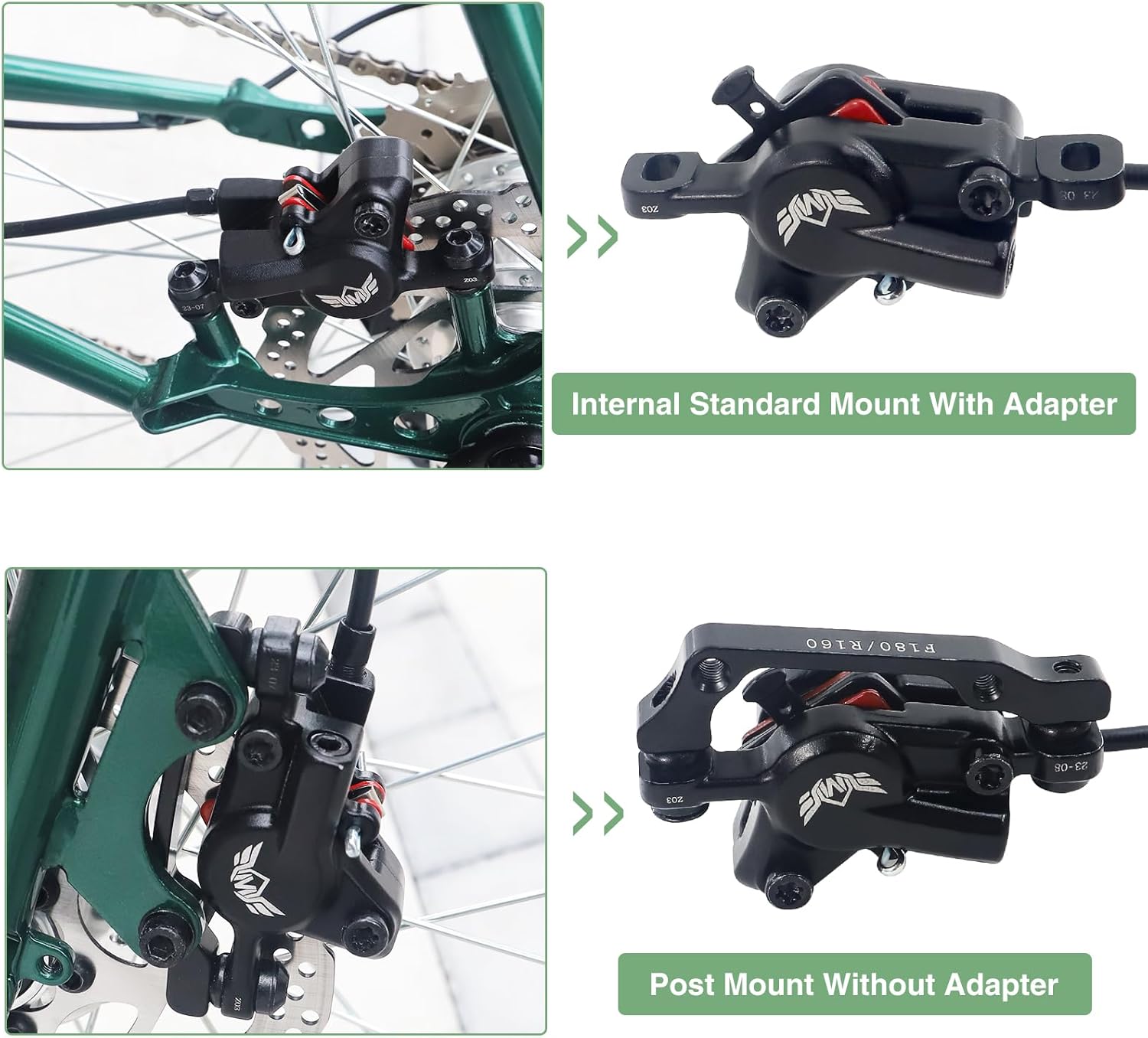 WEEROCK Hydraulic Brake Set Bike Disc Brakes Kit with Left Front 800mm Right Rear 1550 mm 160mm Rotors Aluminum Alloy Hydraulic Brake Fit for Mountain Bike, MTB