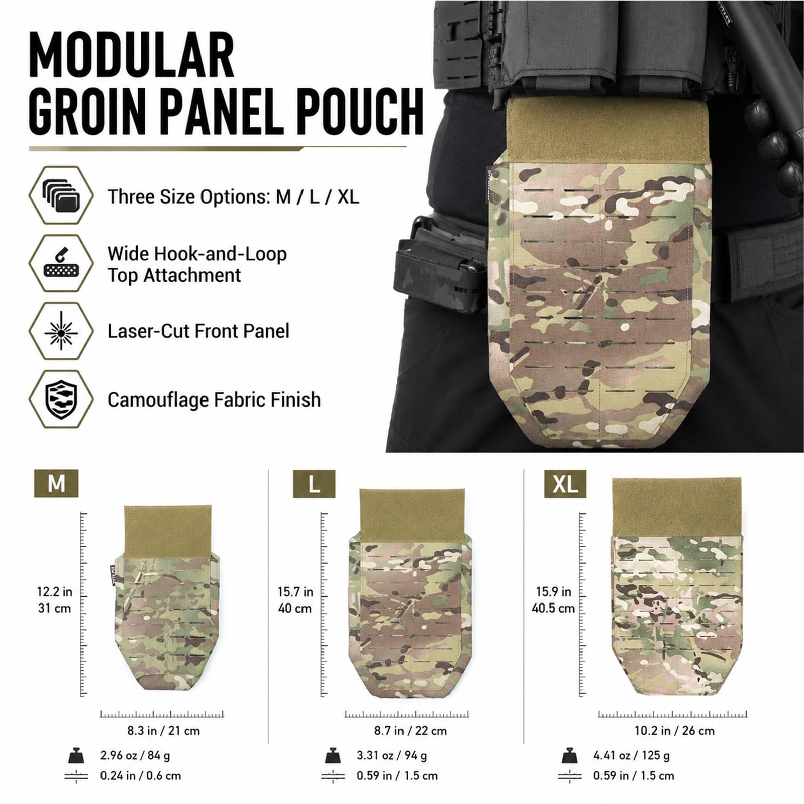 Protezione Tattica Inguinale con Pannello Frontale MOLLE e Imbottitura