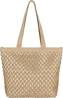 ZLM BAG US Cotton Crochet Beach Tote Bohemian Handmade Top Handle Bag Small Summer Boho Bag