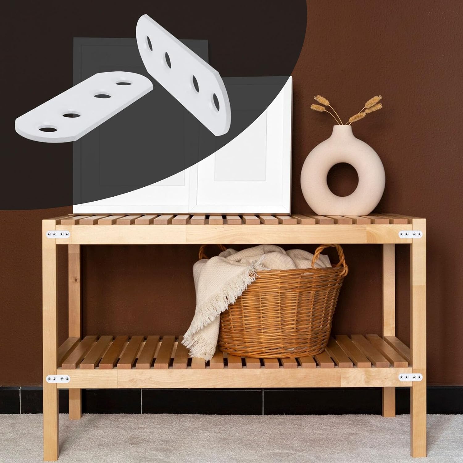 T Tulead White Straight Brackets Iron Flat Bracket Mending Plate Furniture Brace 2.16"x0.7" Repair Fixing Joint Pack of 20 with Mounting Screws