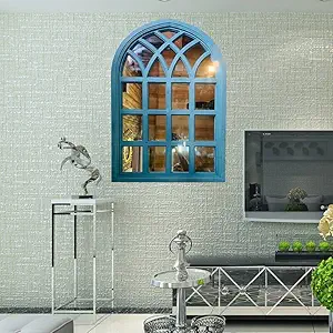 Australian Handicraft Wooden Wall Mirror | Wall Mounted Mirror | Wall Decor | Wall Panel | Wall Rectangular Frame | Mirror Frame | Hallway | Office (Color - Blue) (Size - 24X36 Inch)