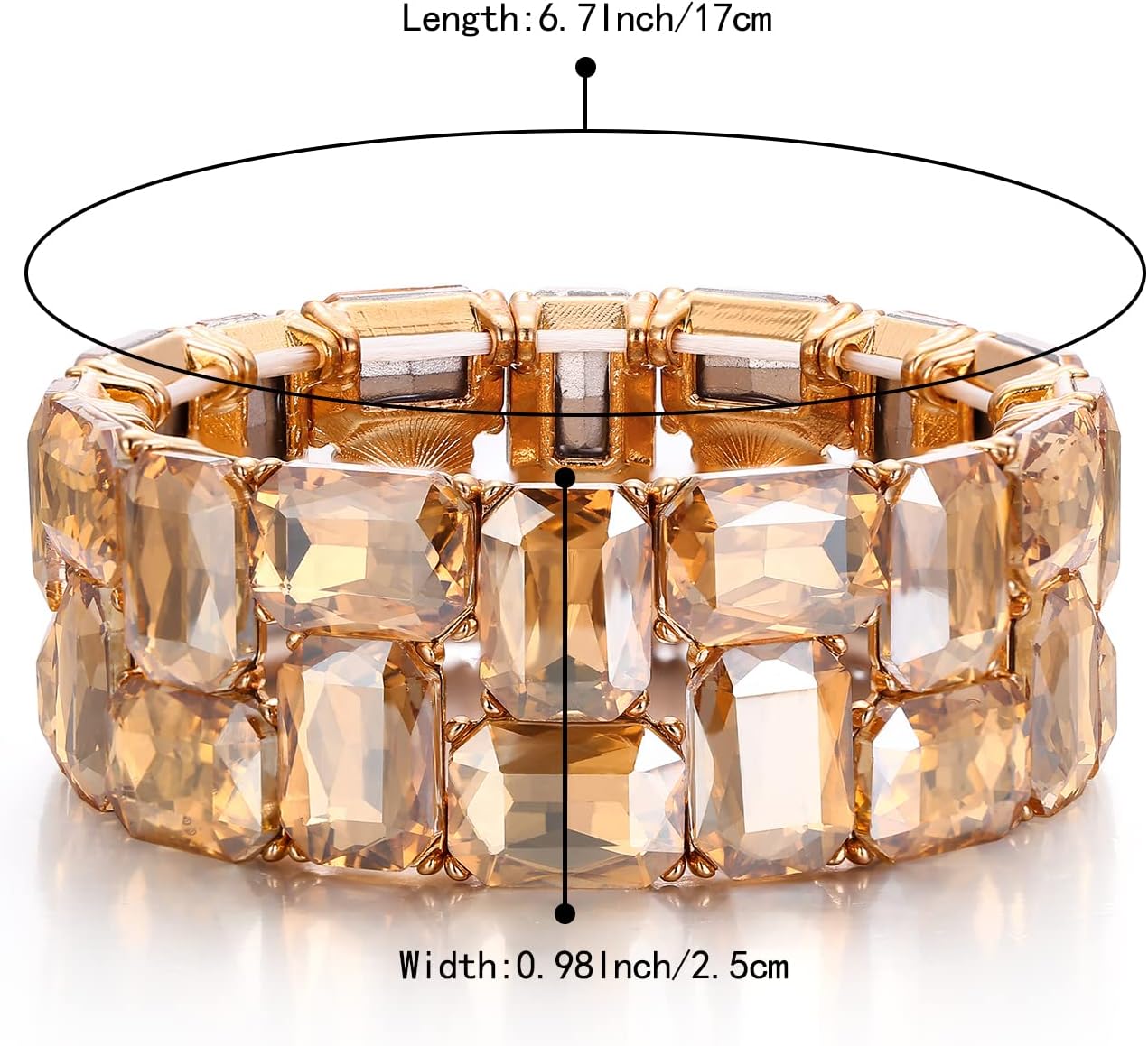 BriLove Women's Gorgeous Sparkling Crystal Emerald Cut Stretch Bangle Bracelet for Wedding Party Prom Jewelry Accessories - Image 5