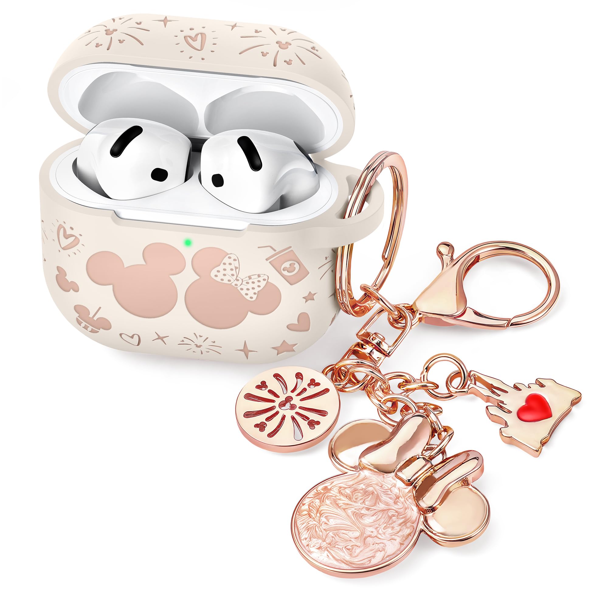Photo 1 of (with Cute Keychain) Girovo Compatible with AirPods Pro 3 Case (2025) Women, Soft Silicone Two-Tone Funny Cartoon Engraved Portable 360° Full Protection Case for Airpod Pro 3rd Gen Starlight/Pink