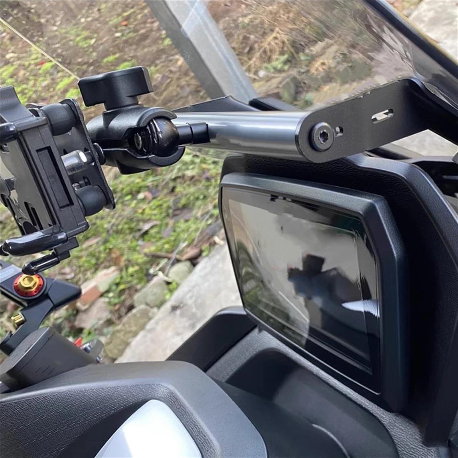 Fixation Support Support De Navigation GPS pour Moto pour VOGE SR3 SR 250, Support De Téléphone Portable, Extension De Barre Transversale Support Amortisseur(Titane 1)