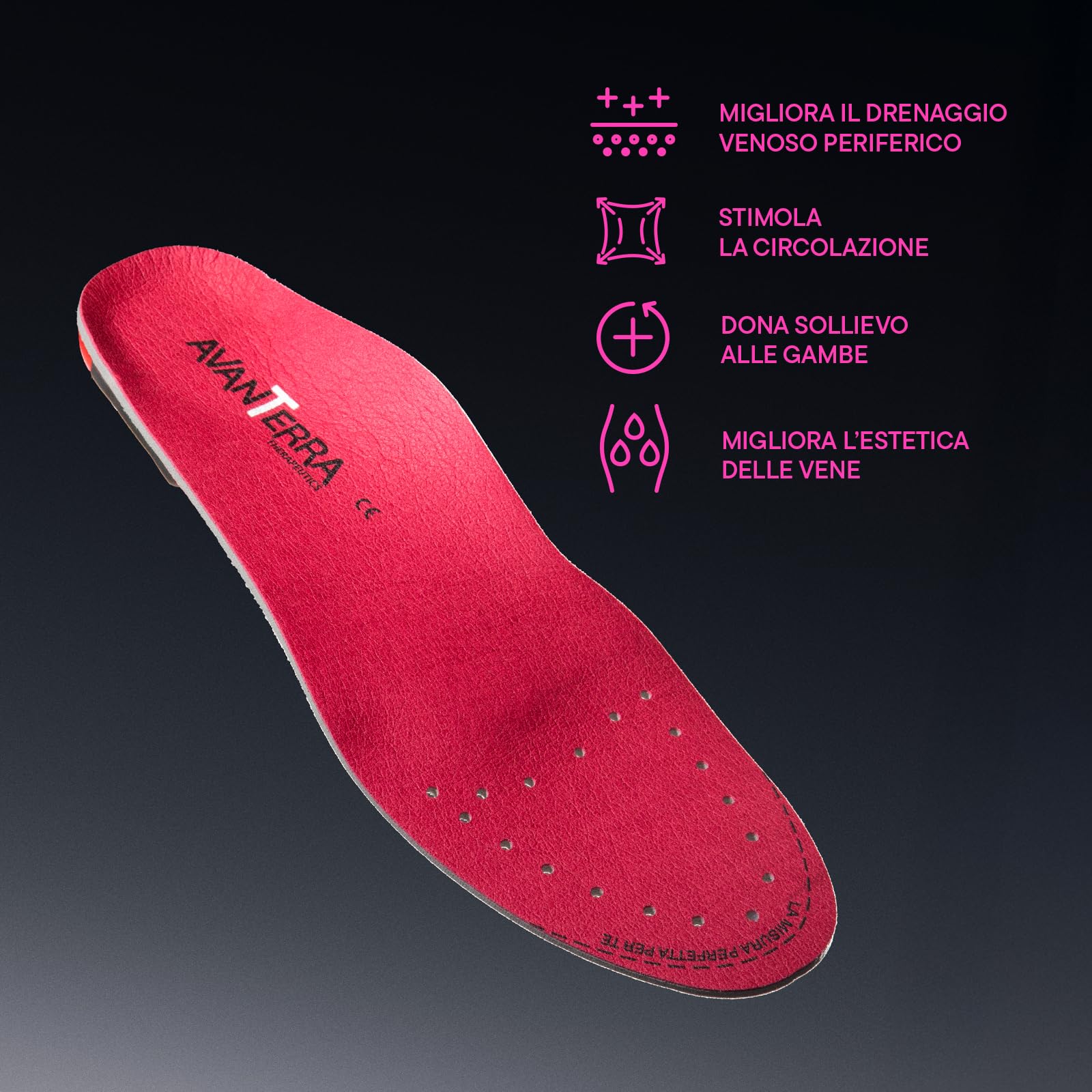 Avanterra Plantare Cellulite Long Rosa – Terapeutico Anticellulite Made in Italy con Drypod® Assorbi sudore, Effetto Pump, Riduce Ritenzione e Migliora l’Estetica della Pelle (37/38) | Soletta Specifica per la Circolazione, Contrasta Cellulite e Gonfiore,