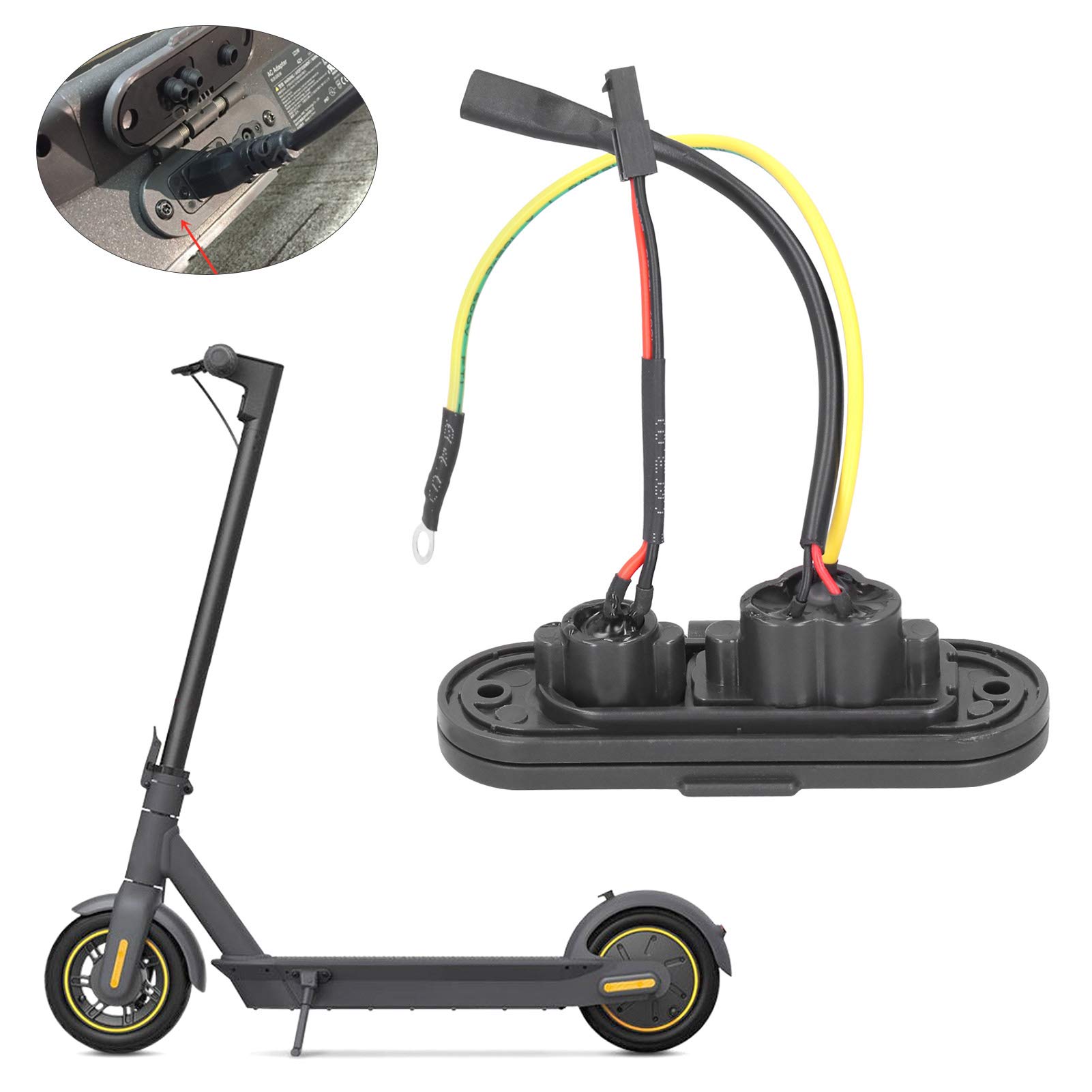 Topyond Charging Port Base Assembly, PC, Electric Scooter Charging Port Assembly Dustproof Plug Replacement Part for Ninebot 9 MAX G30