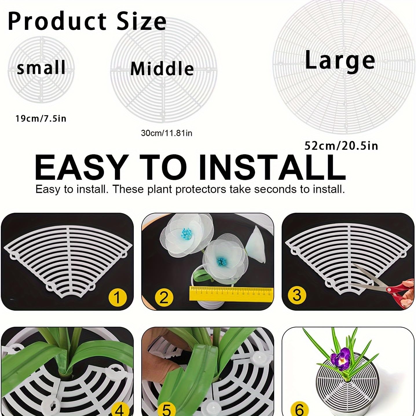Protective Flower Pot Cover - Trim-Able Isolation Net with 8 Plastic Pegs, Prevents Cats Digging in Soil, Indoor & Outdoor Plant Protection，Moderate — view 2