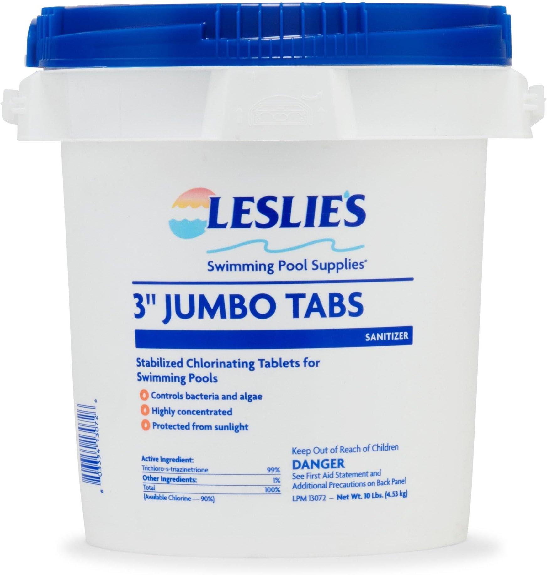 Leslie's 3 Inch Stabilized Chlorine Tablets for Sanitizing Swimming Pools - Individually Wrapped, Slow Dissolving - 90% Available Chlorine - 99% Tri-Chlor - 10 Pounds