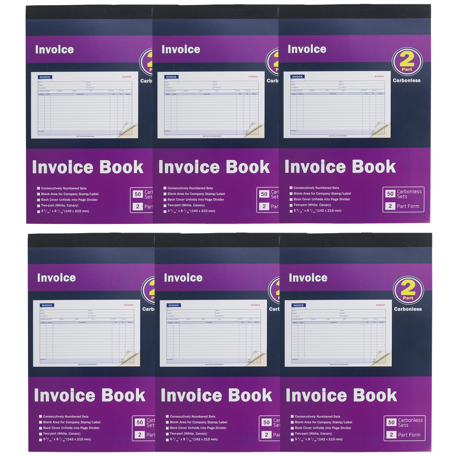 Amazon.com : Invoice Book 2-Part Carbonless Form Horizontal Sales Slip ...