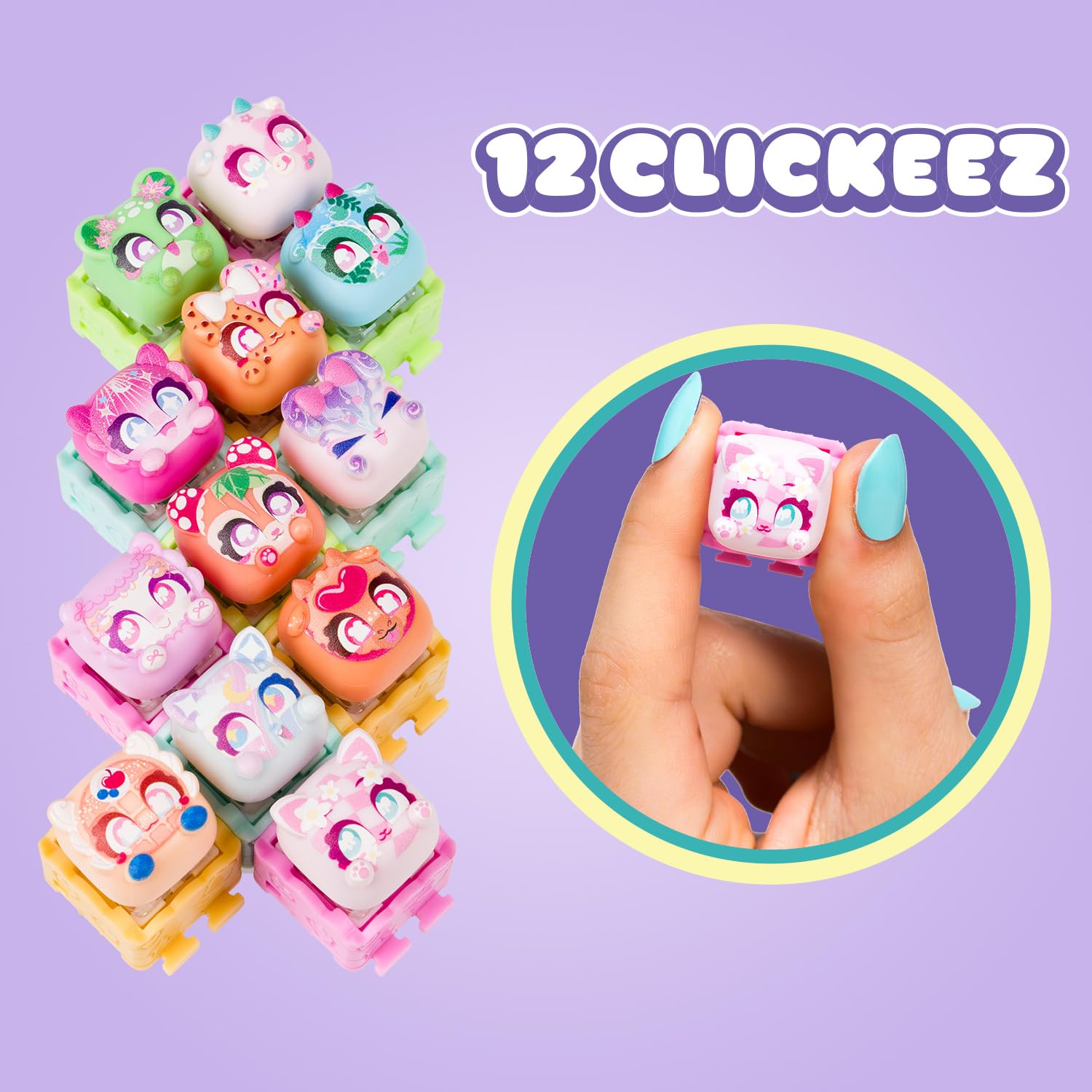 Goliath - CLICKEEZ - 12 Pack Série 3 Bubble Pops - 12 Touches Clavier Kawaii à Cliquer&Connecter + 2 Porte-Clés - New Son & Forme - Effet ASMR - 70 Personnages A Collectionner - Fidget Toy dès 6 Ans