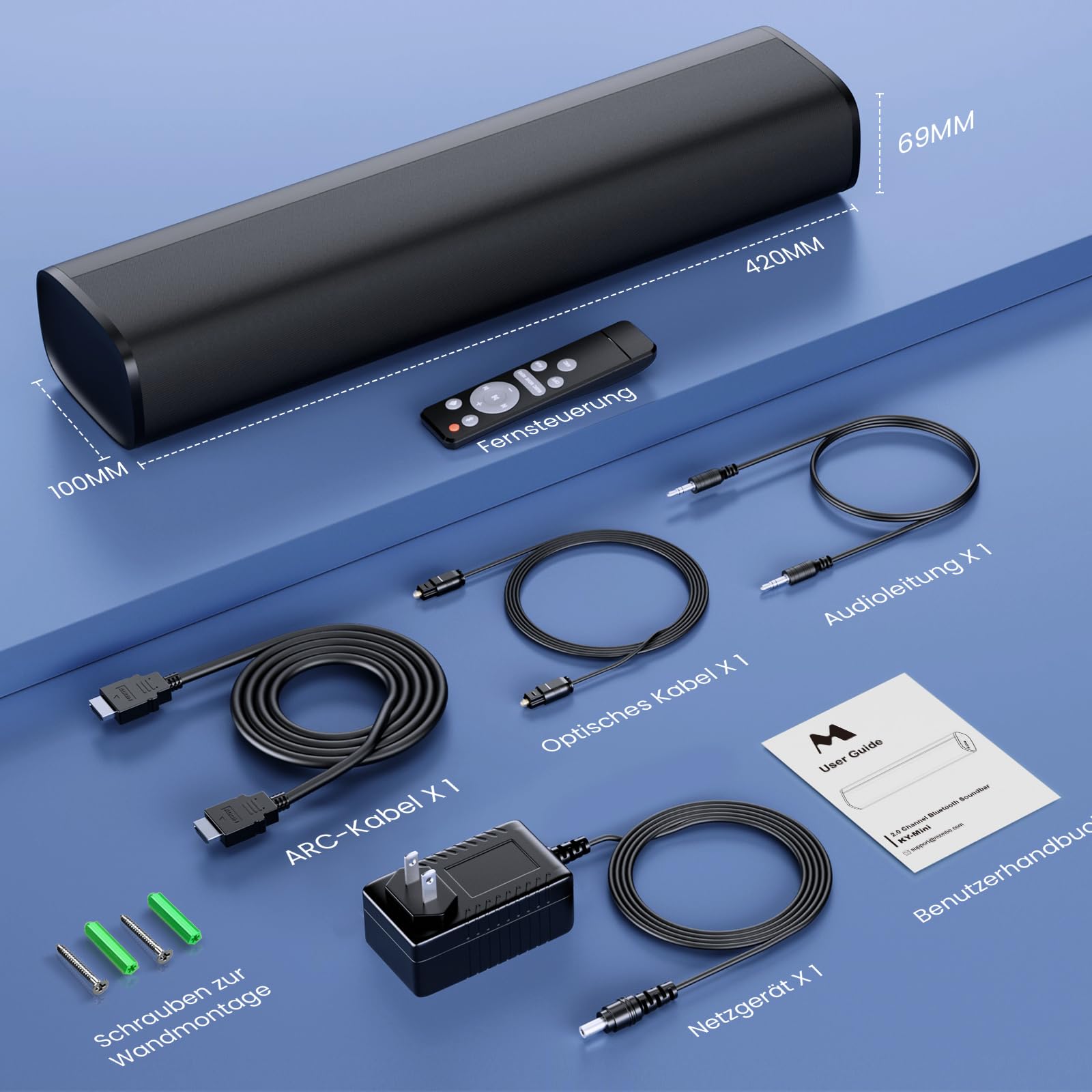 Soundbar for TV, 56 W Speakers with Bluetooth 5.3/ARC/Optical/AUX Inputs - Wall Mountable Home Theatre Surround Sound System Small Sound Bar for TV/PC/Gaming/Gift
