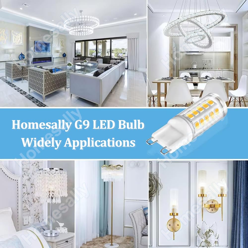 Warm white,10pcs,Lampadine LED G9 Luce Calda 3000K, G9 LED 9W Equivalente G9 90W Lampada Alogena, Angolo a fascio 360 °Non Dimmerabile, 900LM, AC220-240V, Risparmio energetico, Confezione da 10