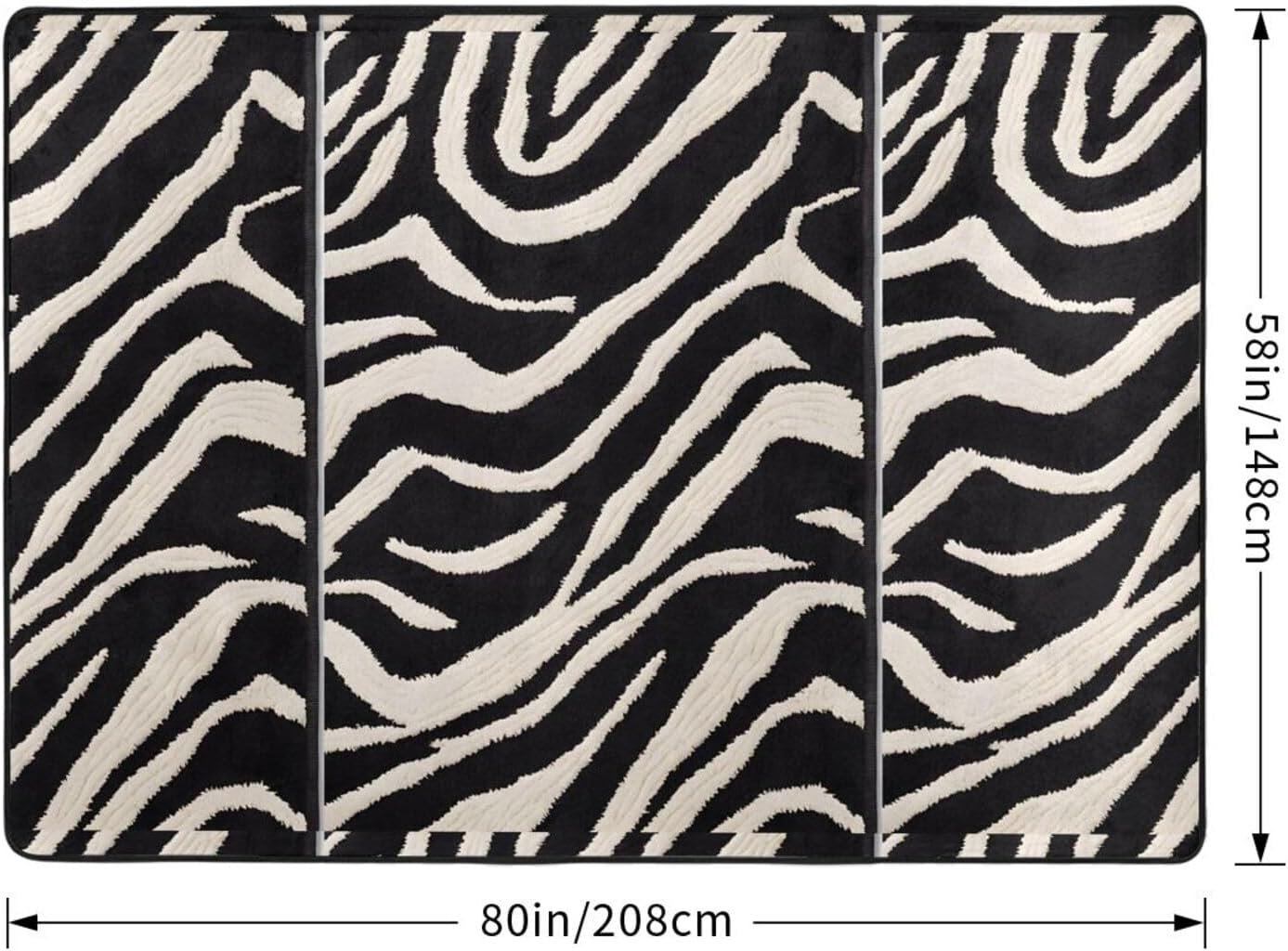 Flannel Non-Slip (Zebra Animal) Rug Pad 80×50in Soft Washable Protective for Hardwood Floors Bedroom Bathroom Living Room
