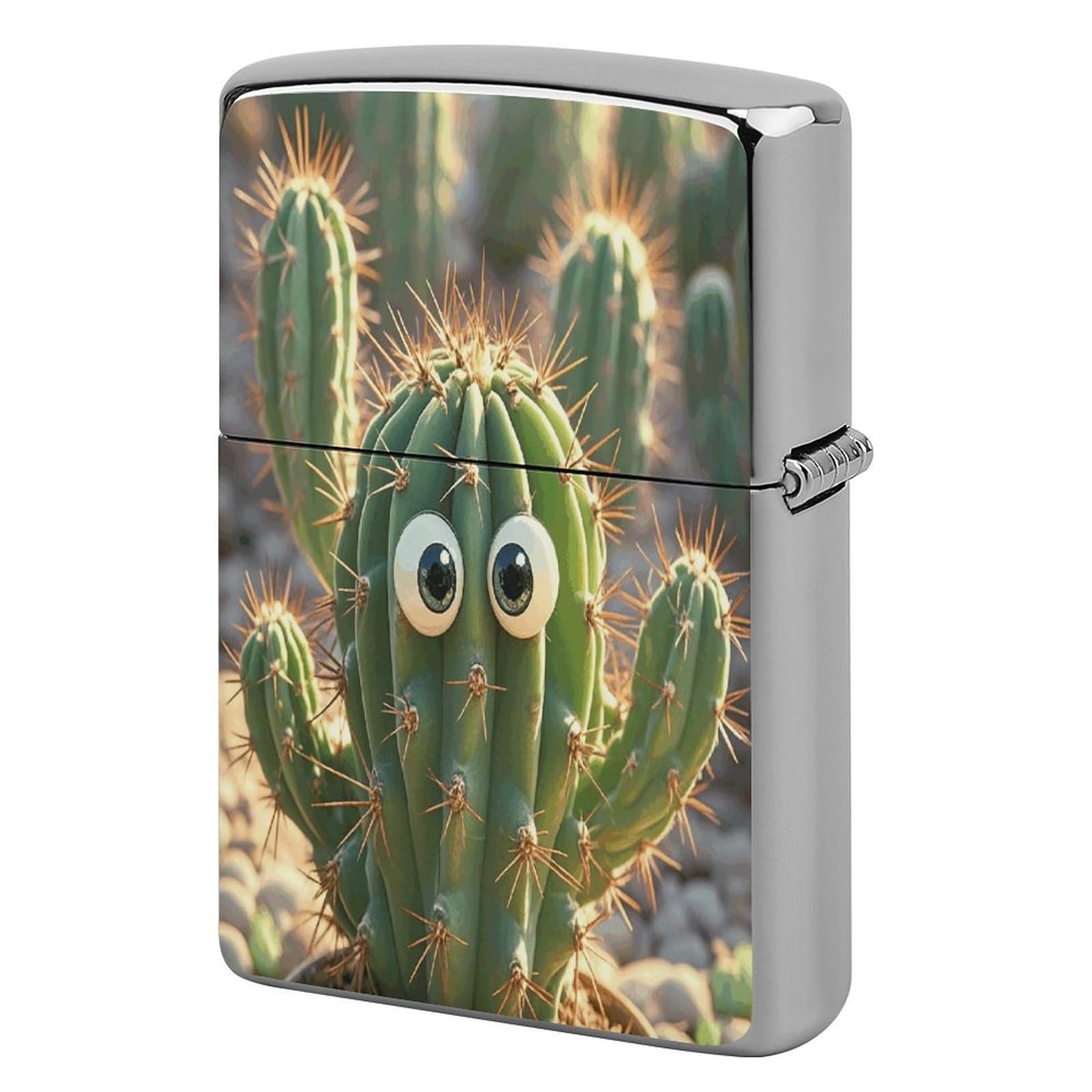 Btcowzrv Style Cute Cactus Metal Lighter Case Sleeve Cover Holder