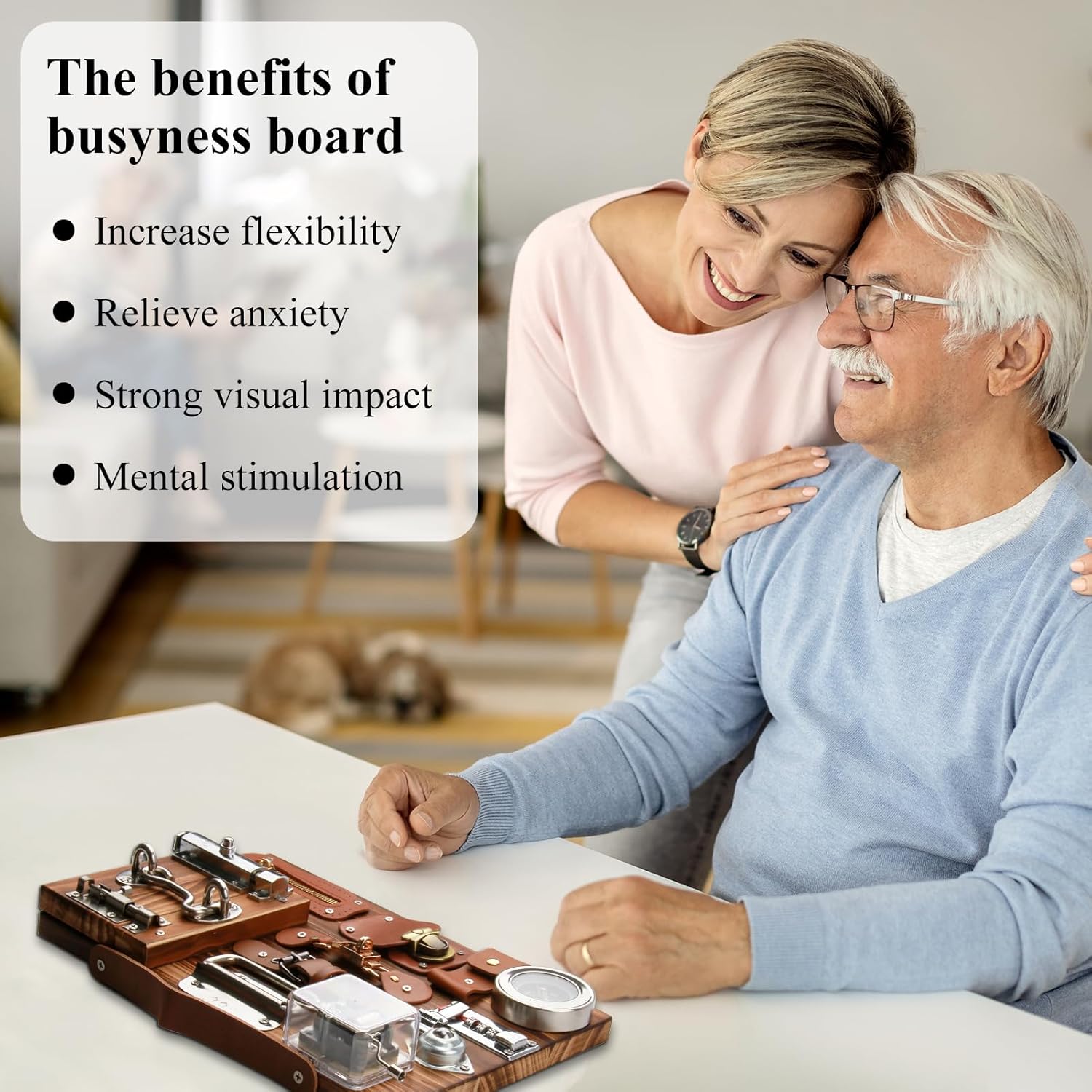 Dementia Activities for Seniors,Fidget Busy Board for Adults with Dementia,Engaging Alzheimers Activities & Tactile Stimulation,Thoughtful Gift for People with Alzheimer's (Compass Version) - Image 6