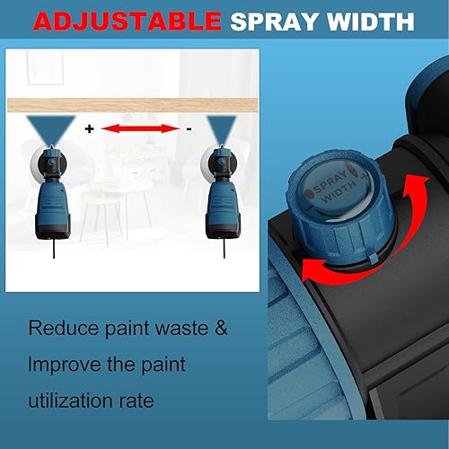 Miniatura 3 de Pulverizador de pintura: pistola eléctrica de pintura HVLP de alta potencia de 700 W con ancho de pulverización ajustable, 4 boquillas y 3 patrones,