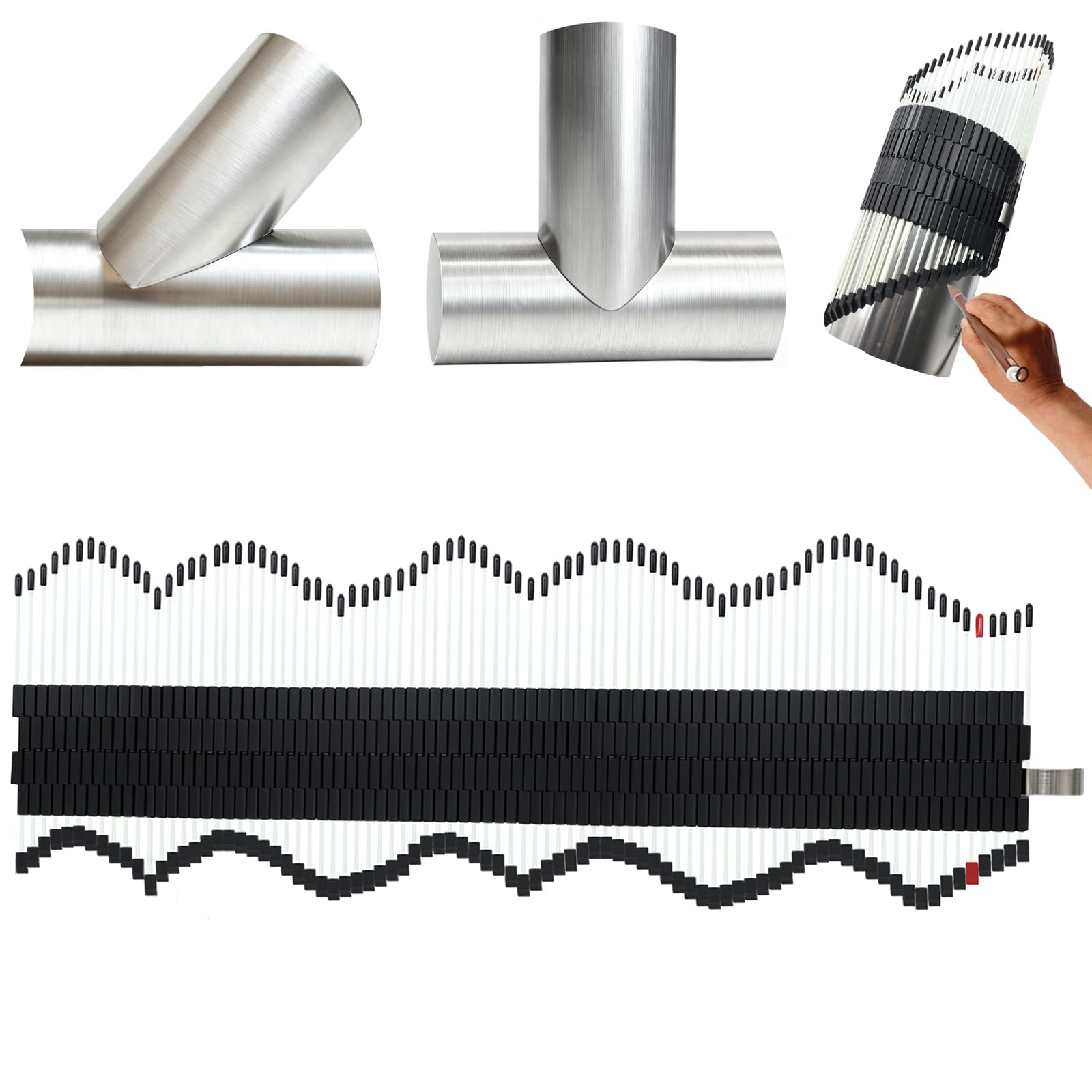 Multi Surface Pipe Profiling Tool, Pipe Cutting Template Multi Functional Shape Duplicator, Lightweight and Wear-Resistant Fiberglass Material for Tiles Floors DIY Pro Plumbing (0-8" Pipes)