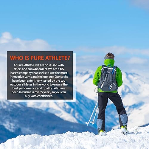 Miniatura 9 de Pure Athlete High Performance Wool Ski Socks - Thermal Warm Merino Wool OTC Sock, Men Women
