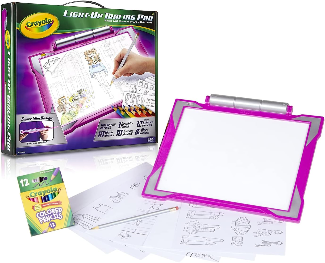 Light Up Tracing Pad Pink, Gifts for Girls & Boys, Age 6, 7, 8, 9