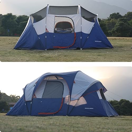 Miniatura 3 de HIKERGARDEN - Tienda de campaña para 10 personas, tienda familiar portátil fácil de instalar para campamento, tienda de campaña de tela resistente