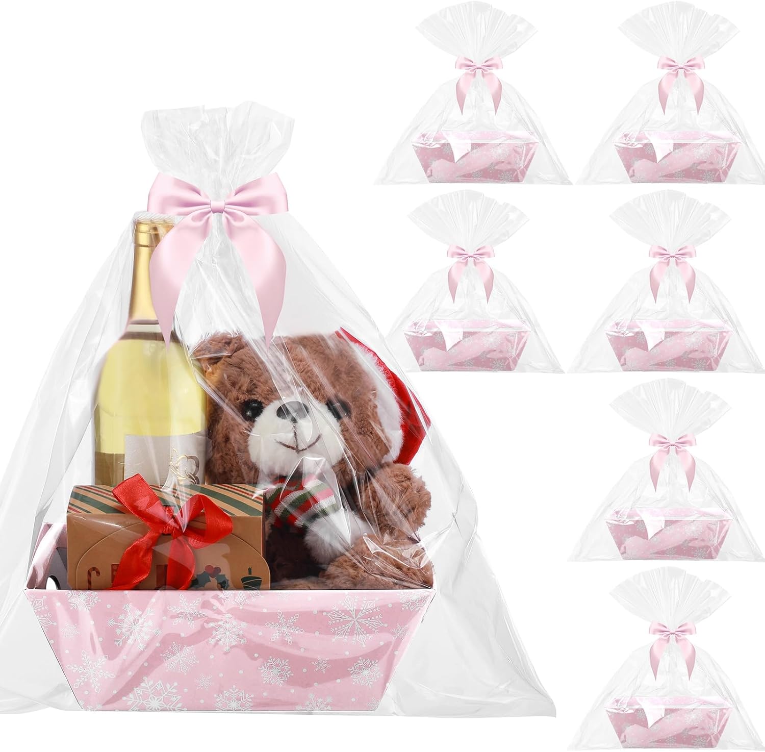Cinnvoice 6 Pack Christmas Baskets for Gifts Empty