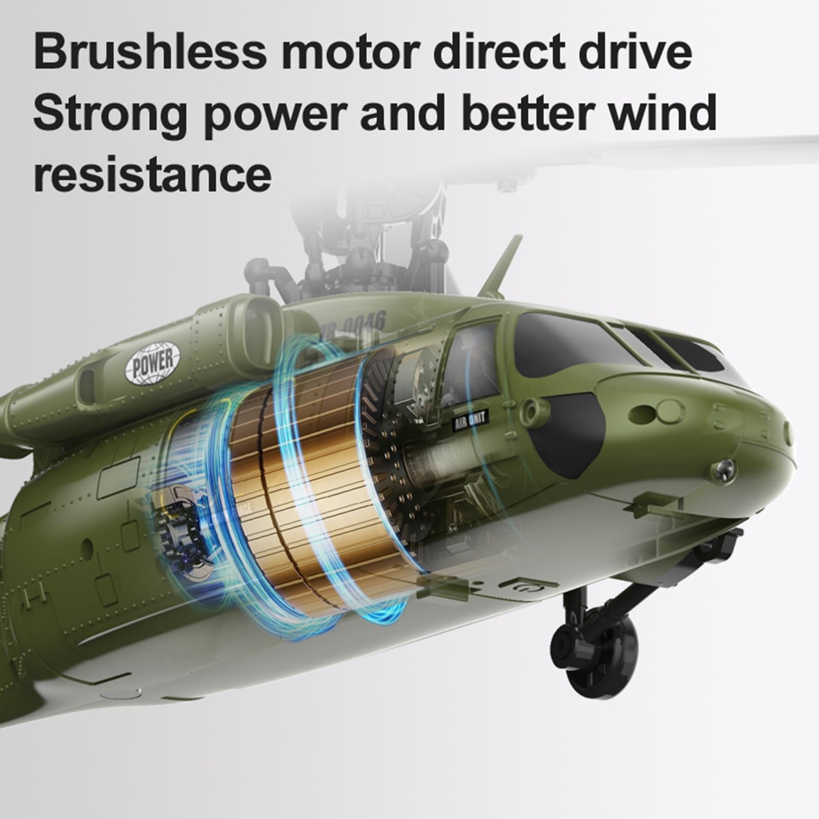 Elicottero radiocomandato K200 UH-60 per Black-Hawk radiocomando brushless a 6 canali, giroscopio a 6 assi velivolo militare con 3 velocità e posizionamento ottico Regalo(Silver)