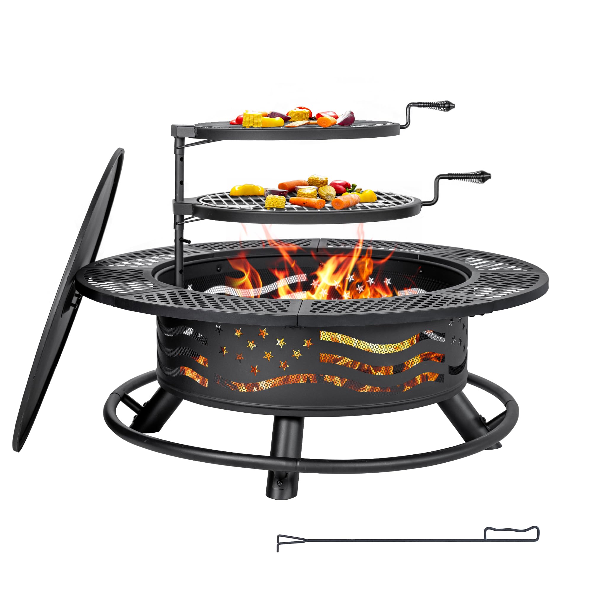 Amazon.com : Panovue 42 Inch Fire Pit with 2 Cooking Grates