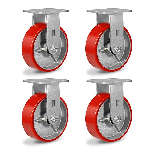 Miniatura 40 de Ruedas de 8 x 2 pulgadas, juego de 4 ruedas industriales resistentes, ruedas de poliuretano con fuerte capacidad de carga de 6000 libras