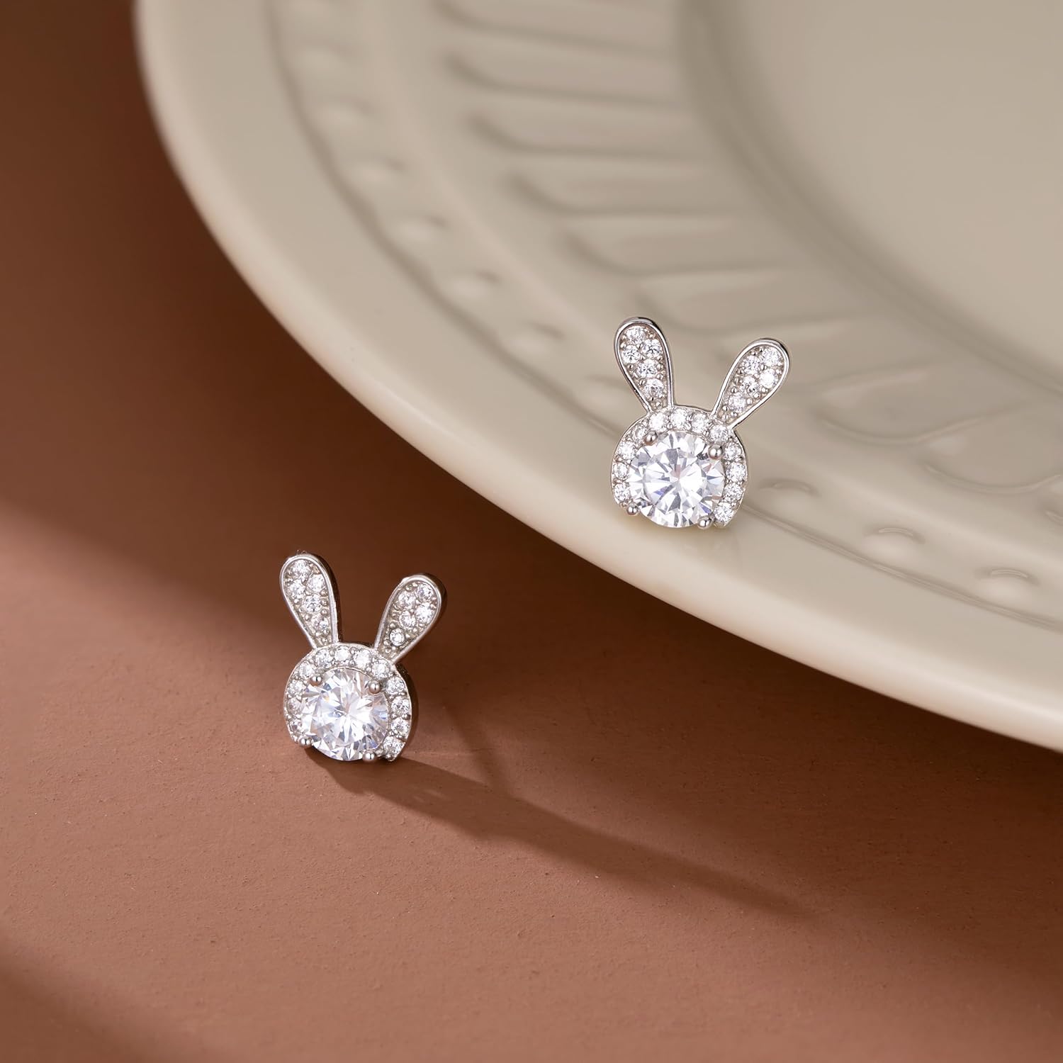 SLUYNZ 925 Sterling Silver Easter Rabbit Studs Earrings for Women Teens CZ Rabbit Bunny Earrings Studs - Image 5