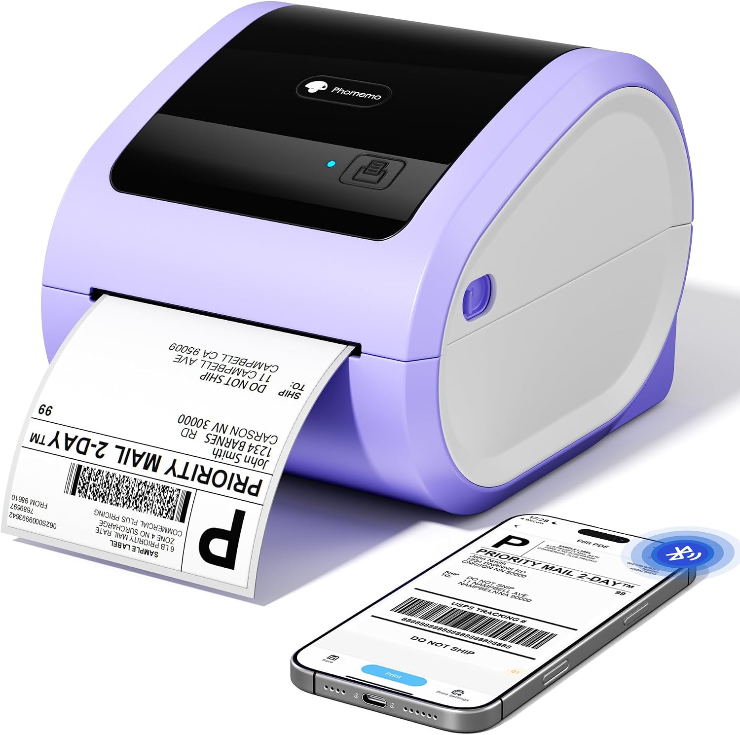 Phomemo D520BT Bluetooth Thermal Label Printer with Built-in Paper Bin