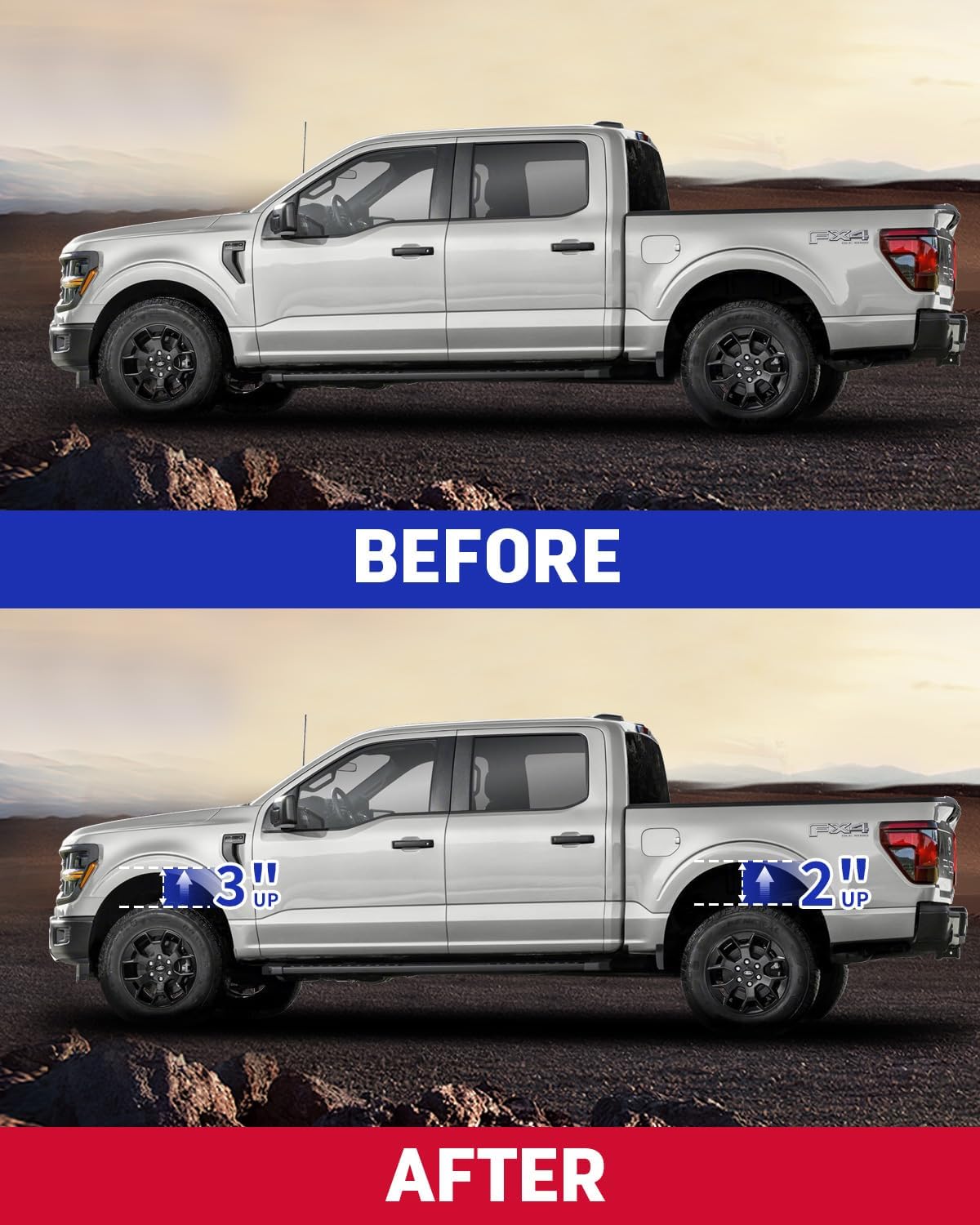 Richeer Leveling Lift Kit for 2004-2020 F150, 3" Front and 2" Rear Leveling Lift Kit Raise Your F150, 3"+2" Strut Spacers Height for 2004-2020 F150 2WD 4WD