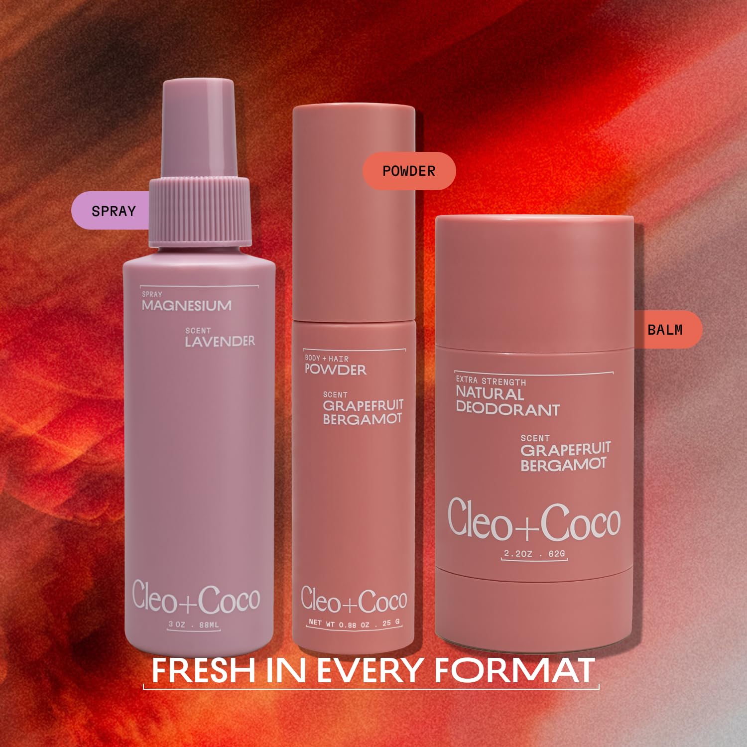 Cleo+Coco Extra Strength Deodorant Balm, Grapefruit Bergamot (2-Pack, 2.2 oz Each), Aluminum-Free Natural Deodorant with 5X Odor Fighters, Vegan, No Synthetic Fragrance (2 Pack, Grapefruit Bergamot)