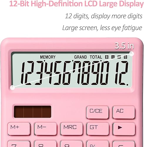 Miniatura 3 de Calculadora de escritorio de 12 dígitos, batería estándar de doble potencia y solar, calculadoras de escritorio con pantalla LCD grande, perfectas