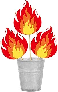 12Pcs Fire Flame Centerpiece Sticks Flame Theme Centerpieces for Table Fire Flame Birthday Party Decorations for Firefighter Birthday Fire Truck Theme Party Supplies