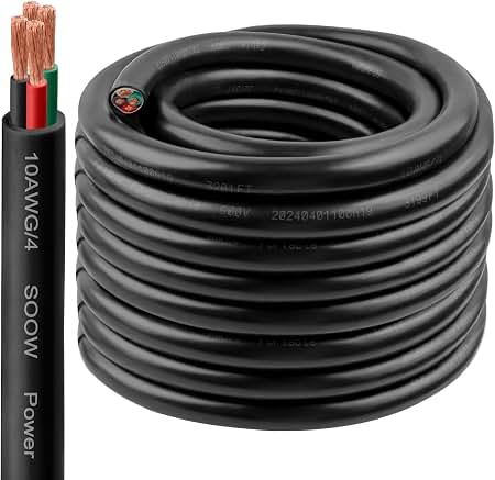 Amazon.com: 10/4 Bulk Cable 200 Foot - SOOW Jacket, 30 Amps, 4