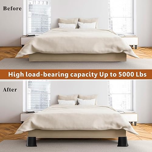 Miniatura 7 de MixDora Elevadores de cama resistentes de 4 pulgadas, elevadores de muebles en forma de L, elevador de silla elevador para sofás, sofás,