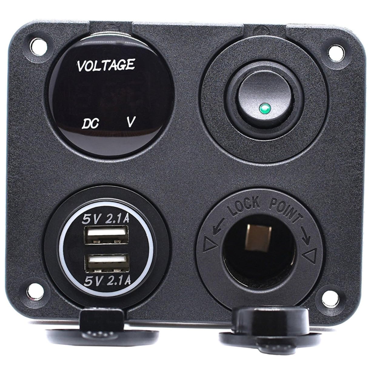 UPKOCH 2pièces Prise Chargeur Usb Avec Voltmètre Led Vert Panneau Multifonction Pour Voiture Et Bateau