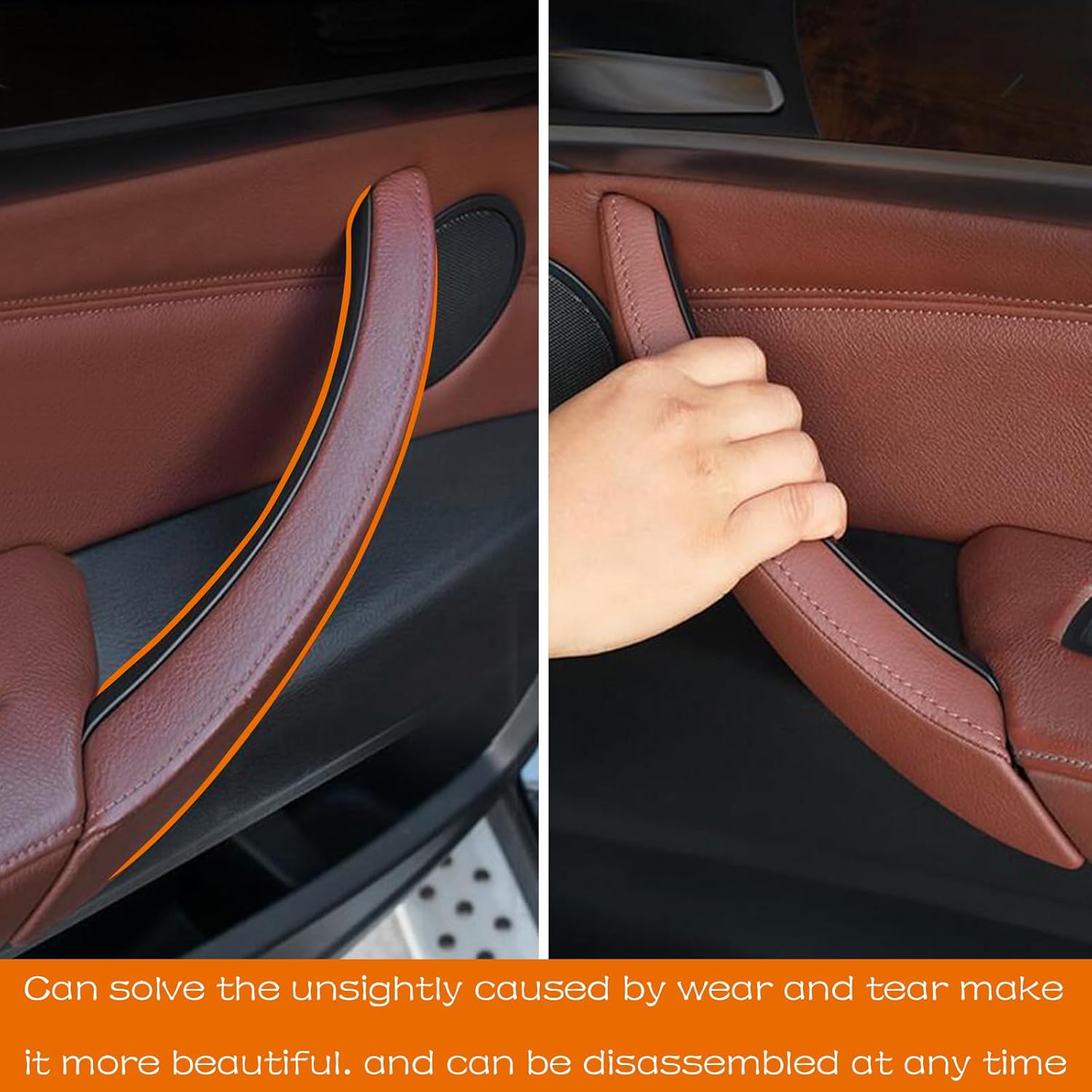 3PCS Car Door Handle Cover Fit for BMW X5 E70 F15 F85 2007-2018, X6 E71 F16 F86 2008-2019 Interior Door Pull Handles Protective Decorate Covers (E70 E71 Black)